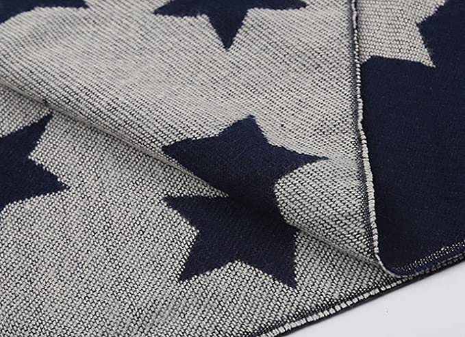 iZoeL Star Scarf Women Shawl Winter Wraps Warm Blanket with Tassel Idea for Ladies Girls Navy Blue