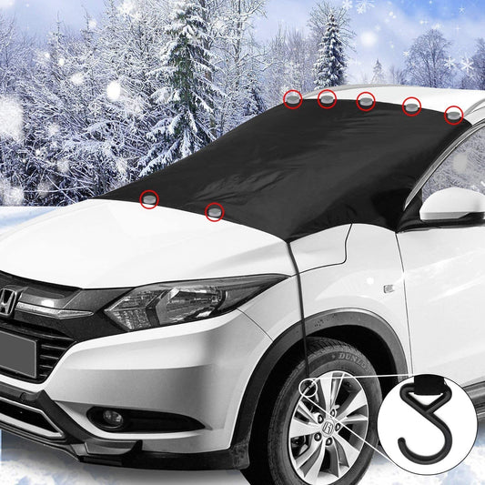 iZoeL Windshield Magnetic Snow Cover Winter Windscreen Protector, Frost Ice Guard Full Protection Car Cover, with 2 Hooks 7 Magnets Oversize Full Car Protector (Large 210cm*125cm)