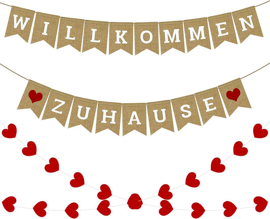 iZoeL Willkommen Haus Banner Karton Papier Girlande
