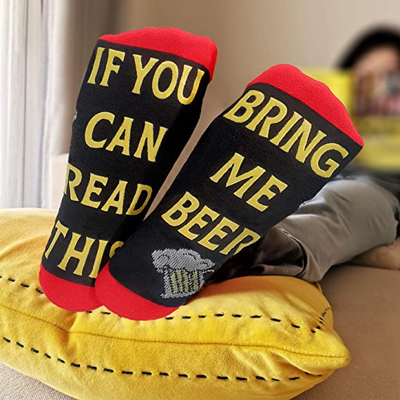 iZoeL If You Can Read This Bring Me Socks Funny Socks Non-slip Chocolate Coffee Socks Gift Box Packaging, Novelty Birthday Valantine Gift for Women Wife Daughter Girlfriend Mother