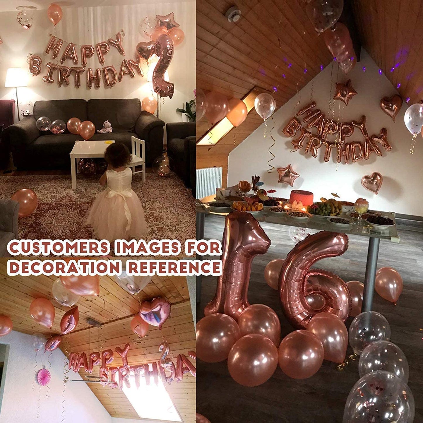 iZoeL 18th Rose Gold Birthday Party Decoration, Happy Birthday Banner, Helium Number Balloon 18 XXL, 2 Rose Gold Fringe Curtain, Latex Confetti Balloon, Table Confetti Girl Women