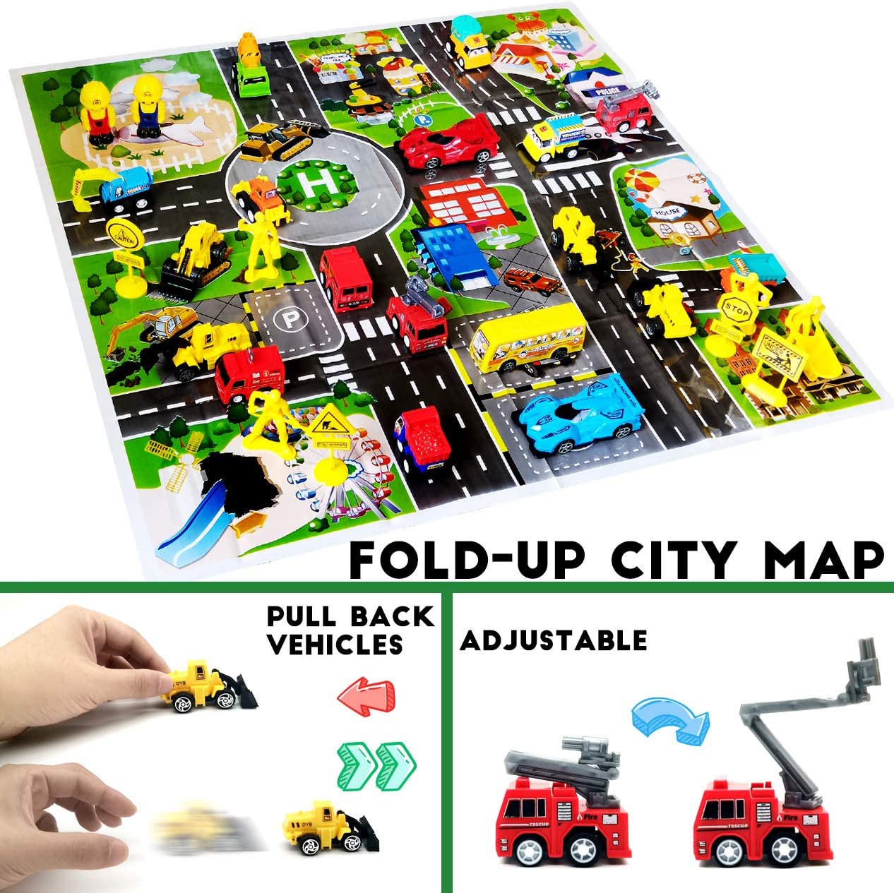 iZoeL Alloy Cars Advent Calendar for Kids Boys 2021, Launcher with 24 Vehicles (Plastic)