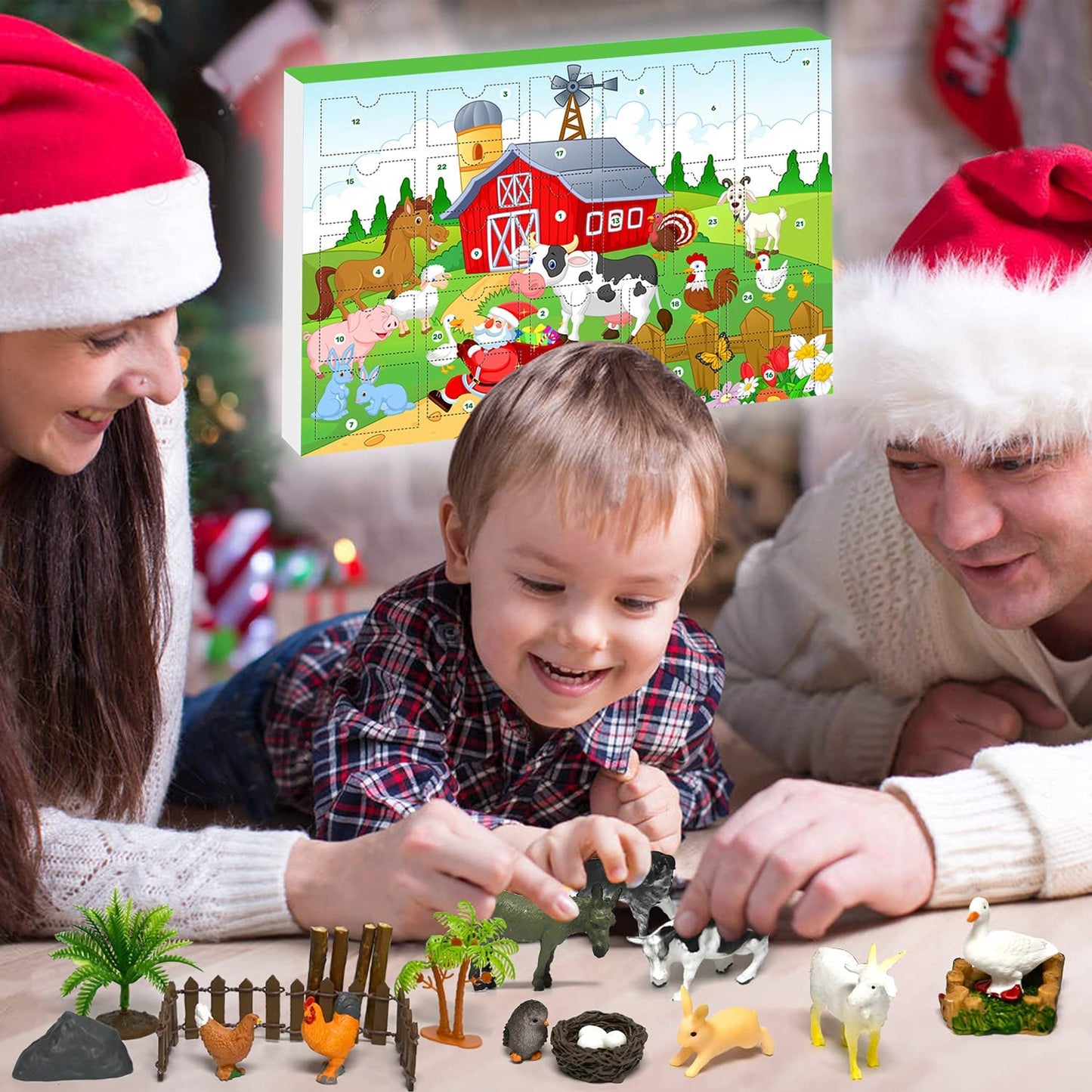 iZoeL Advent Calendar 2021 Kids Farm Animals Christmas, 24 Realistic Animals Figures Playset Countdown Days to Christmas Holiday, Xmas Surprise Gift for Boys Kids Girls Teens
