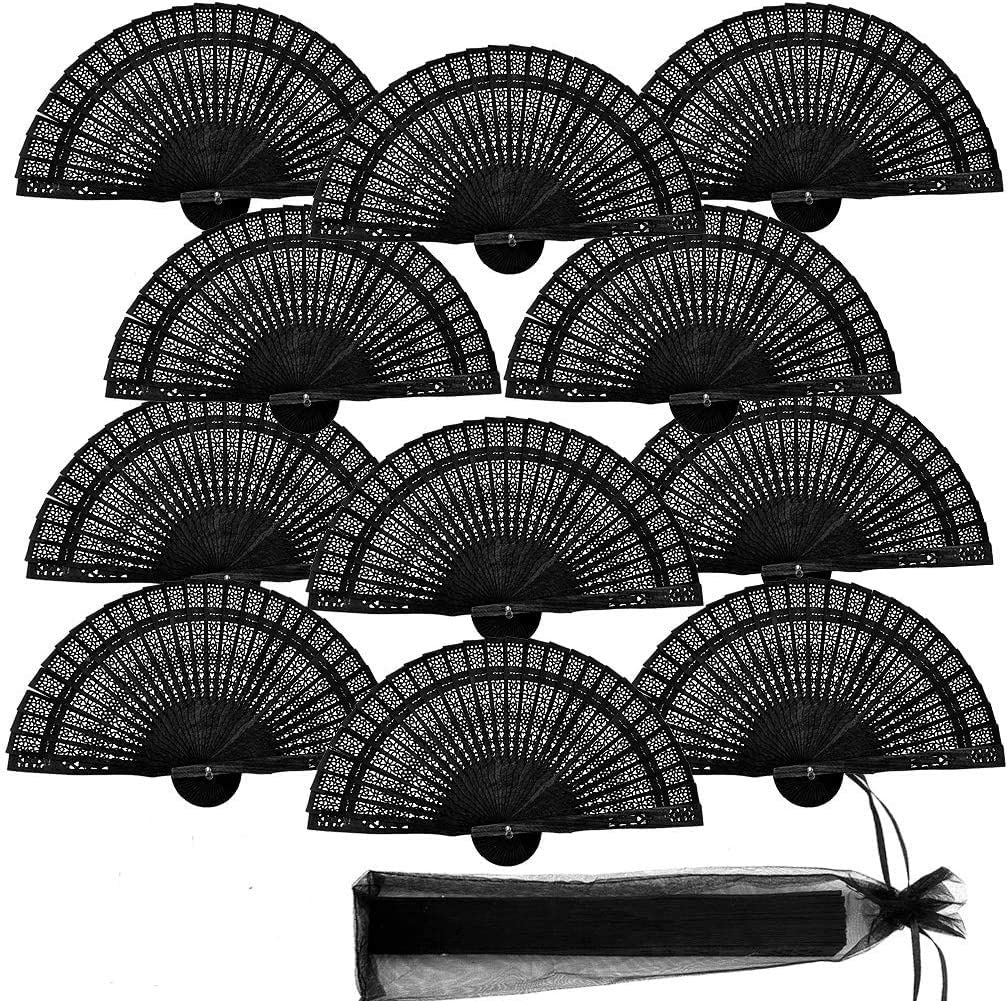 iZoeL Wooden Folding Fans Handheld Folding Fans 12pcs Beige Bamboo Fan Women's Hand Held Holding Fans for Wedding Birthday Party Decoration Walls Idea Gifts Dancing Prop Party Favor