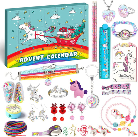 iZoeL Unicorn Advent Calendar for Girl 2022 Christmas, 24 Days Novelty Gifts, Unicorn Stationery, Accessories, Jewelry, Surprise to Countdown Days