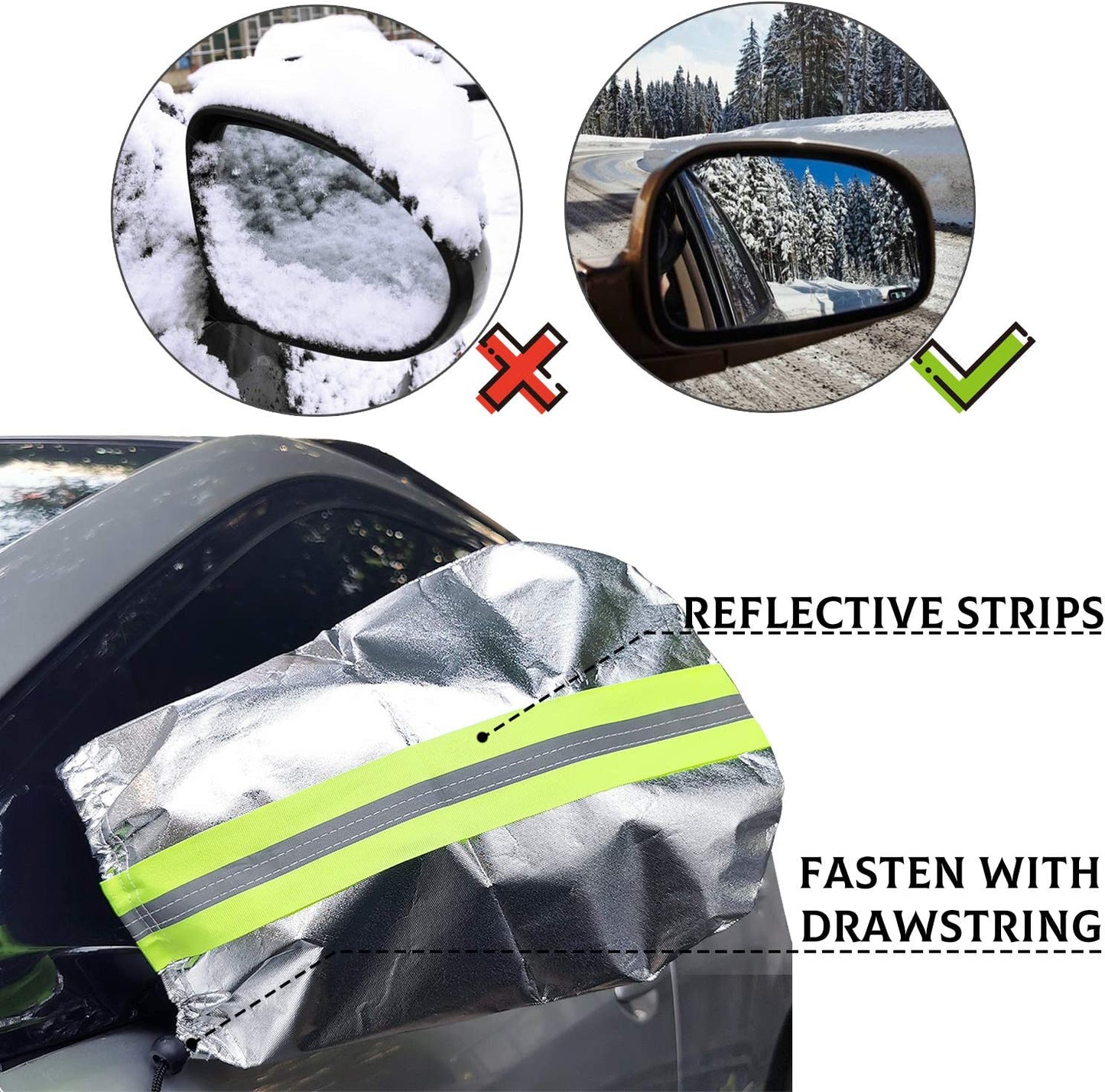 iZoeL Windshield Cover for Winter, Frost Guard Windscreen Cover, Side Wing Mirrors Cover with Reflector, Snow Ice Protector Full Protection for Normal Car Size (146cm * 126cm)