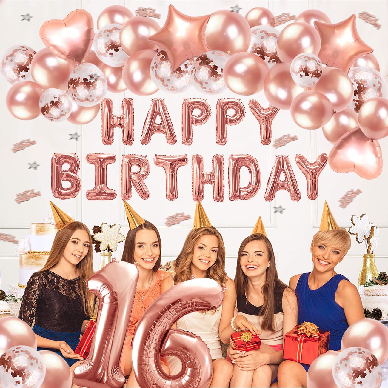 iZoeL 16th Rose Gold Birthday Balloon