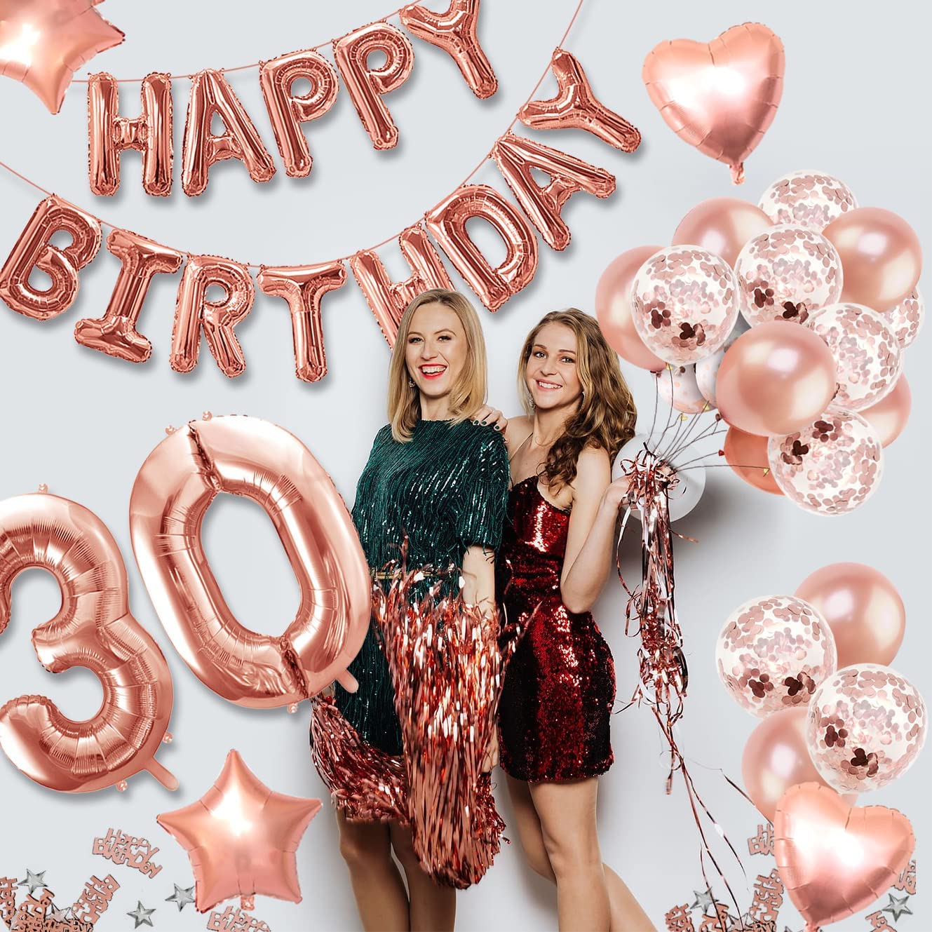 iZoeL 30th Rose Gold Birthday Balloon
