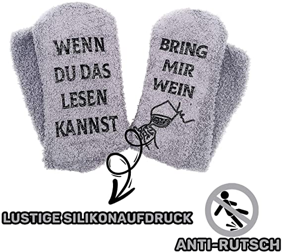 iZoeL Funny Socks Wenn Du Das Lesen Kannst Bring mir Schokolade Kaffee Wein Lustige Adventskalender Weihnachten Valentine Geschenk