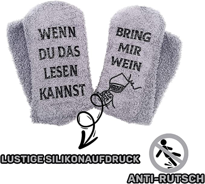 iZoeL Funny Socks Wenn Du Das Lesen Kannst Bring mir Schokolade Kaffee Wein Lustige Adventskalender Weihnachten Valentine Geschenk