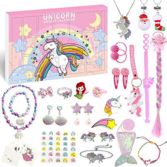iZoeL Unicorn Advent Calendar 2021 Girls Christmas, 24 Days Novelty Gifts, Jewelry, Unicorn Accessories, Coin Purse, Countdown Days to Christmas Holiday, Xmas Surprise Gift for Girls Kids