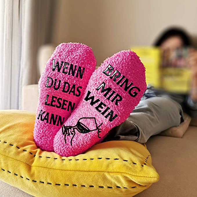 Wein Socken Wenn Du Das Lesen Kannst Bring Mir Socken mit Geschenk Verpackung für Frauen Mädchen Freundin Weihnachten Geburtstag Adventskalender