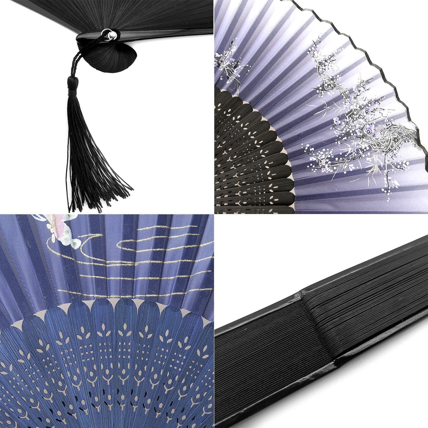 iZoeL 4 pieces of fans with two black
