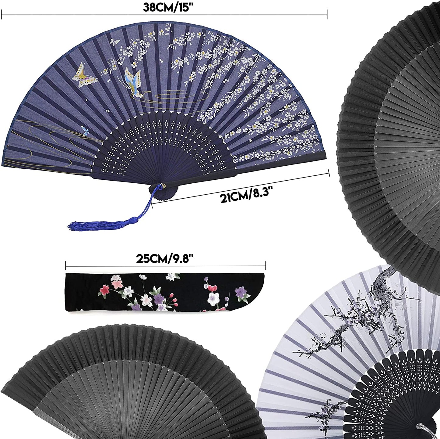 iZoeL 4 pieces of fans with two black