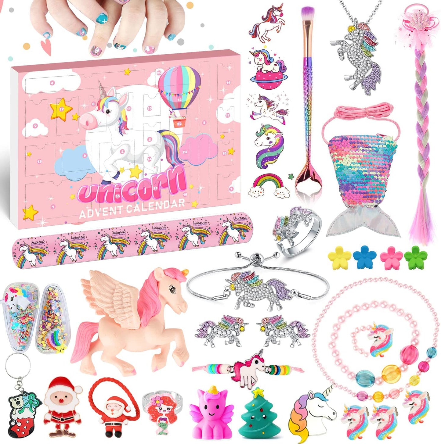 iZoeL Unicorn Advent Calendar 2022 Girls Christmas, 24 Days Novelty Gifts Jewelry Unicorn Accessories Coin Purse Countdown Days to Christmas Holiday Xmas Surprise Gift for Kids