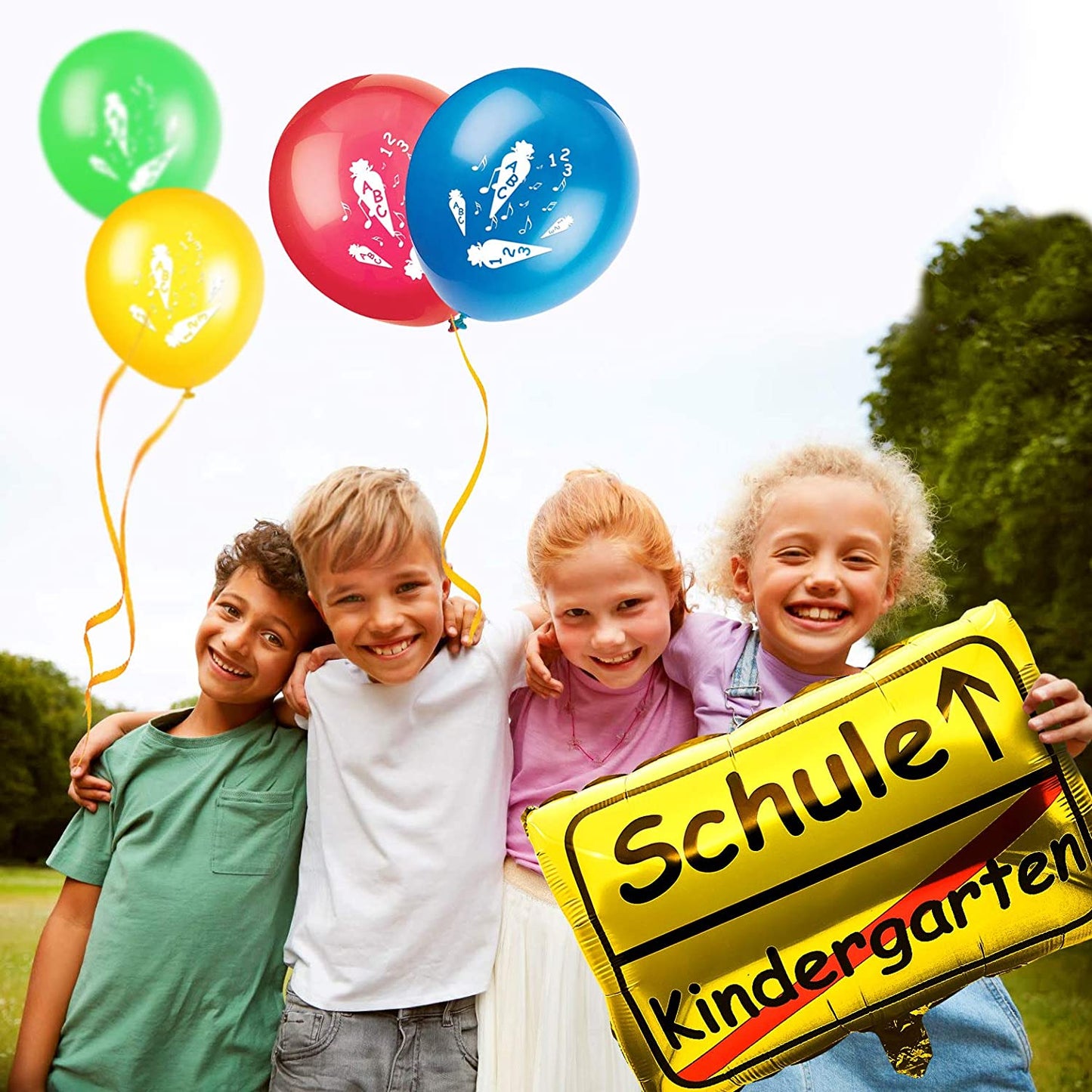 iZoeL Schulanfang Schuleinführung 20 ABC 123 Balloons Foil Balloon (blue)
