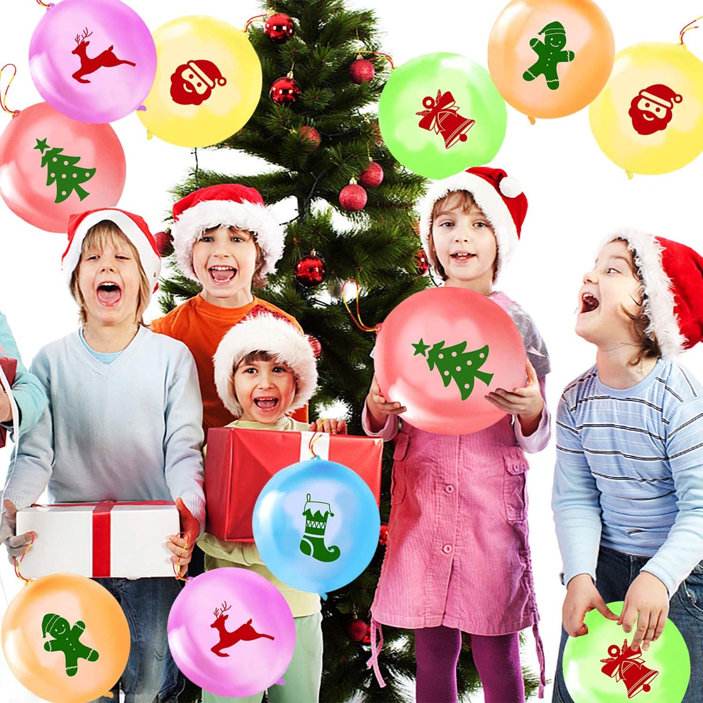 iZoeL 36pcs XL Christmas Party Punch Balloons Party Bag Filler for Kids Children Game Party Pack Punching Balloon Birthday Party Favor Supplies New Year Party