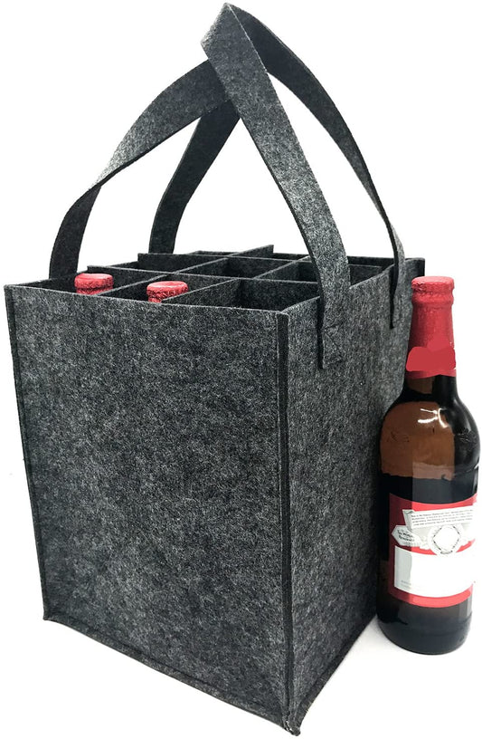 iZoeL Wine Bottle Carriers Tote Bag Reusable Washable with Removable Divider Feltbag for 9 Bottles