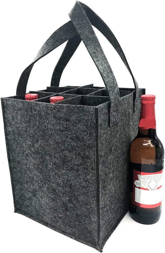 iZoeL Wine Bottle Carriers Tote Bag Reusable Washable with Removable Divider Feltbag for 9 Bottles