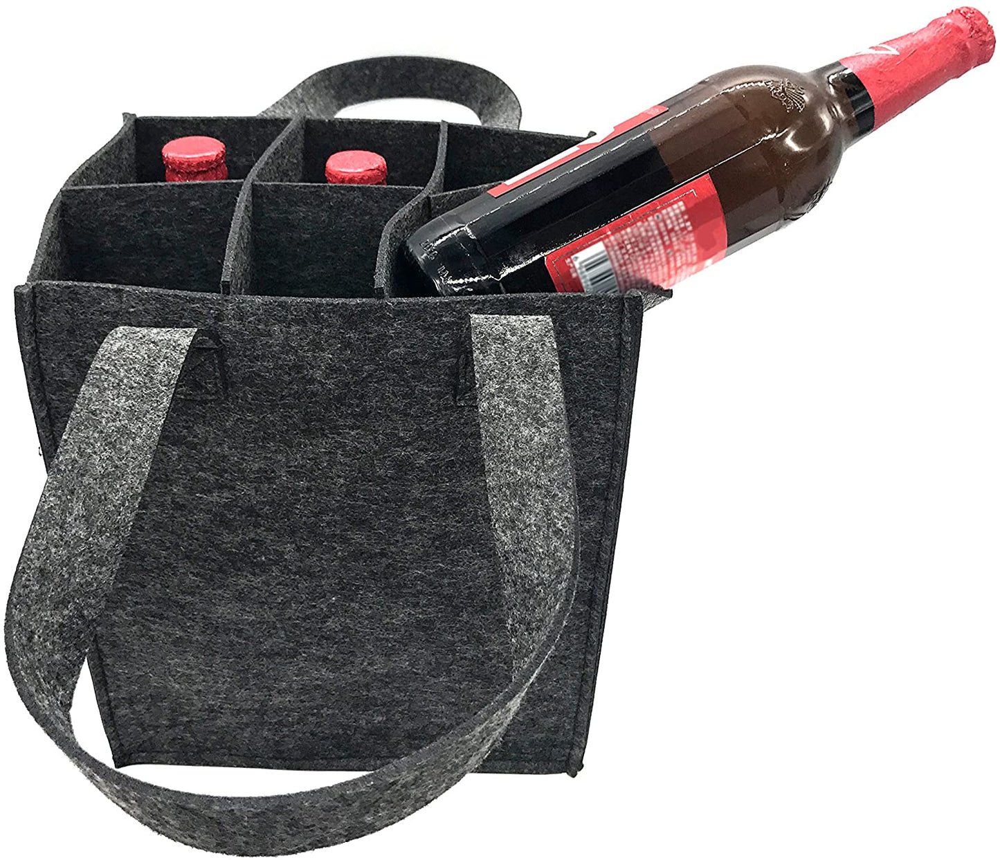 iZoeL Wine Bottle Carriers Tote Bag Reusable Washable with Removable Divider Feltbag for 6 Bottles
