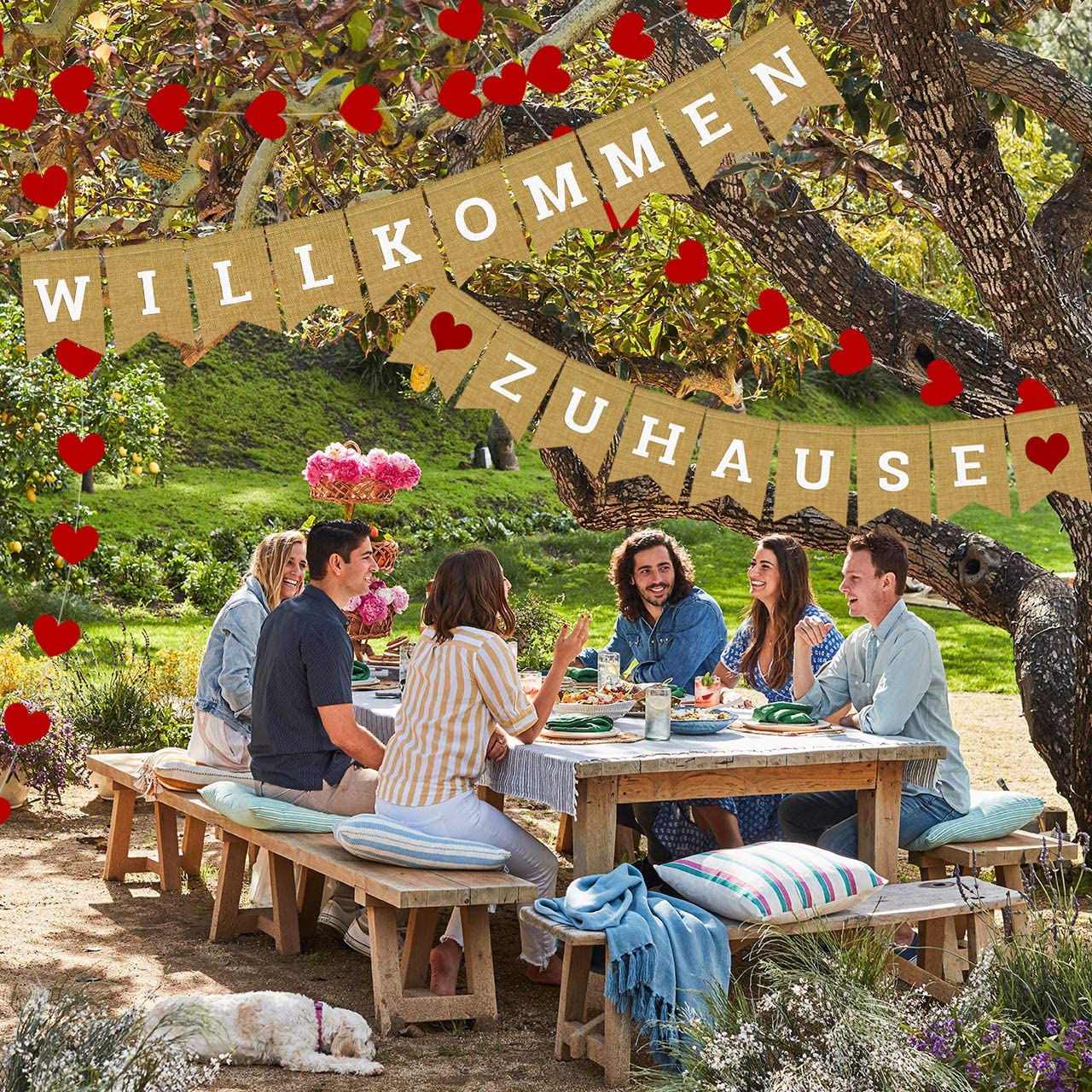 iZoeL Willkommen Haus Banner Karton Papier Girlande