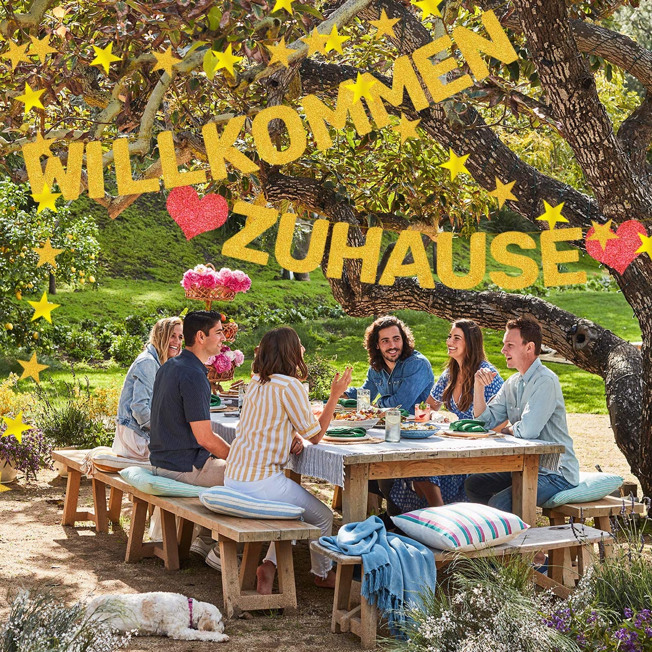 iZoeL Willkommen Haus Banner Glitzer