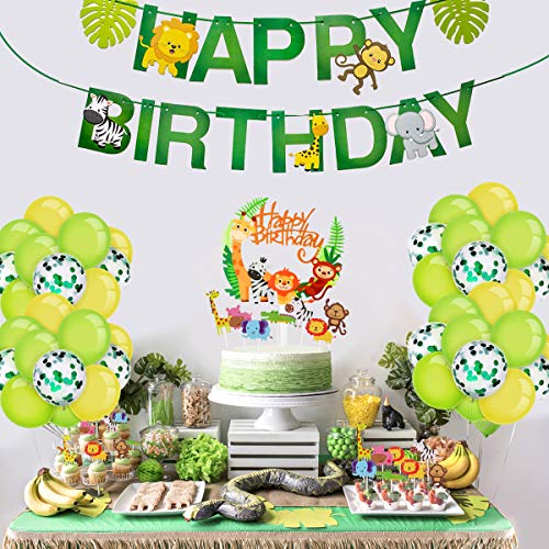 iZoeL Geburtstag Tortendeko 42 Stück Tier Cake Topper Dschungel Girlande für Kinder Junge Mädchen