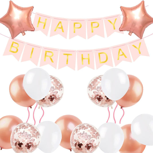 iZoeL Silvester Deko 2023 Party Set Rose Gold 2023 Silvesterparty Dekoration Set, Happy New Year Deko Girlande, Spiral Deckendeko, Luftballons zur Silvesterdeke Tortendeko Rose Gold