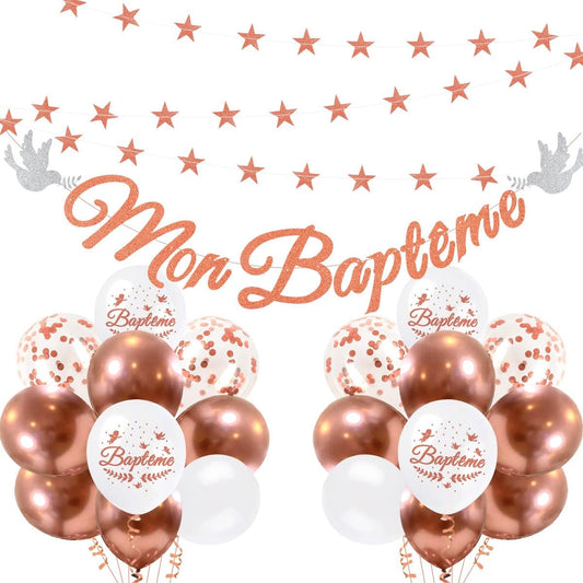iZoeL Decoration Bapteme rose gold