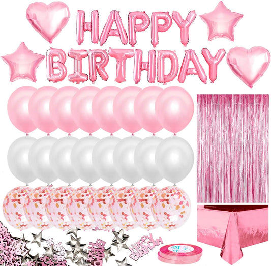 iZoeL Geburtstagsdeko Jungen Mann Happy Birthday Girlande Folienballon 24 Konfetti Luftballons Party Tischdecke Blau Glitzer Vorhang Tisch Konfetti für Mädchen Frau