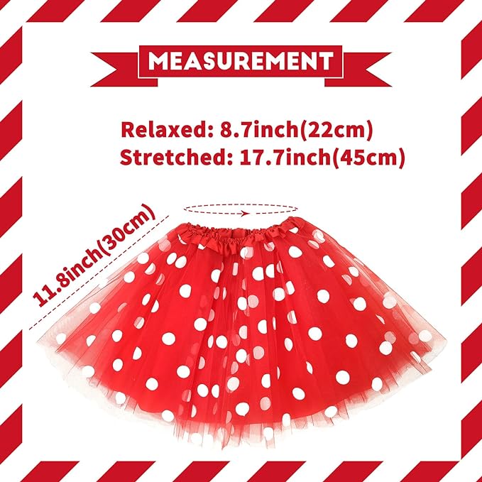 iZoeL Mädchen Maus Mouse Kostüm Rot Tutu mit weiß Gepunktet + Haarreifen mit Maus Ohren + Handschuhe + Nase für Halloween Birthday Fasching Karneval Motto Cosplay Party