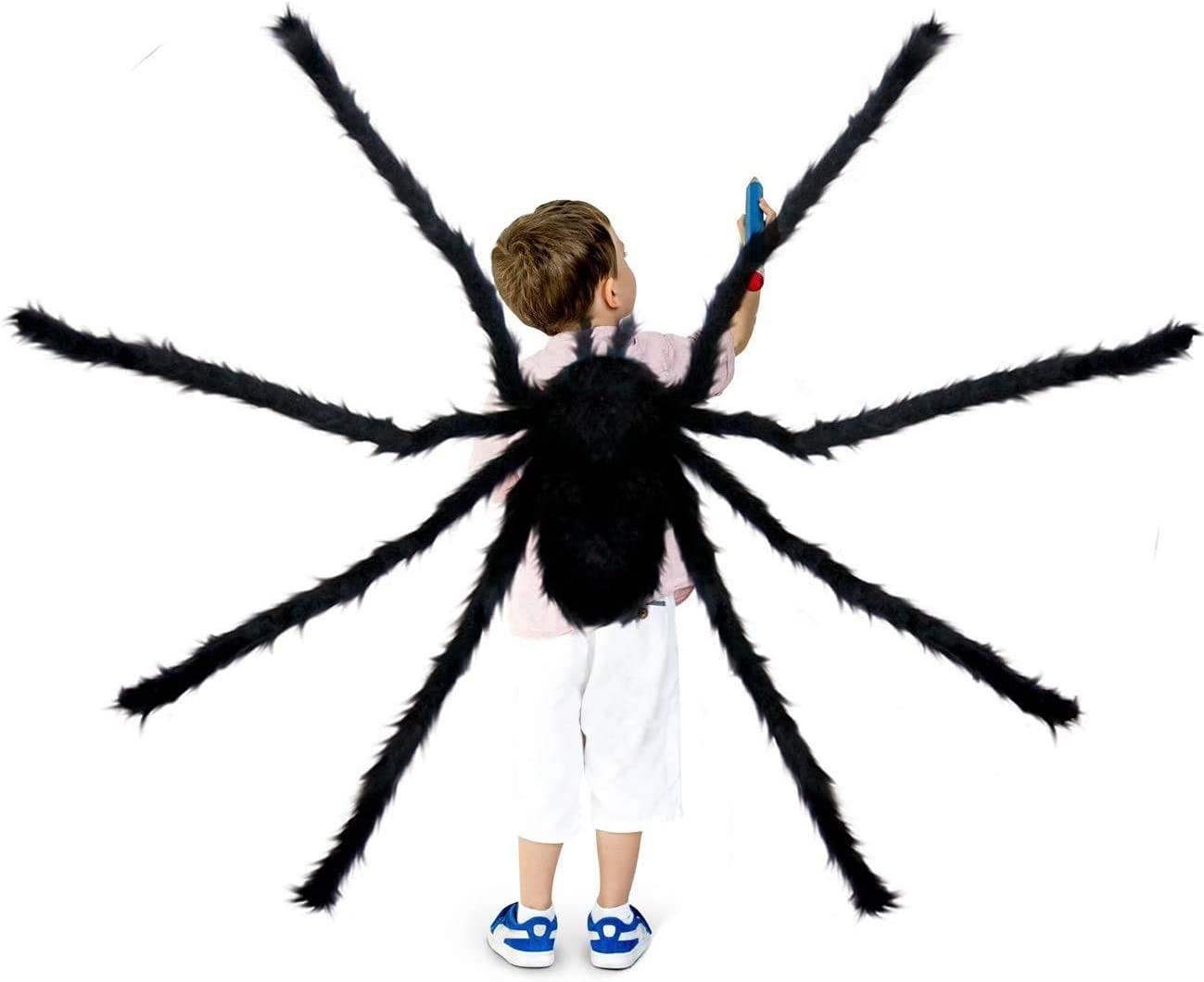 iZoeL Giant Spider 4.9ft 150cm, Triangular Cobweb 500cm with 30pcs Plastic Spiders, 40g Spider Web - Halloween Decorations Indoor Outdoor Home Yard Haunted House