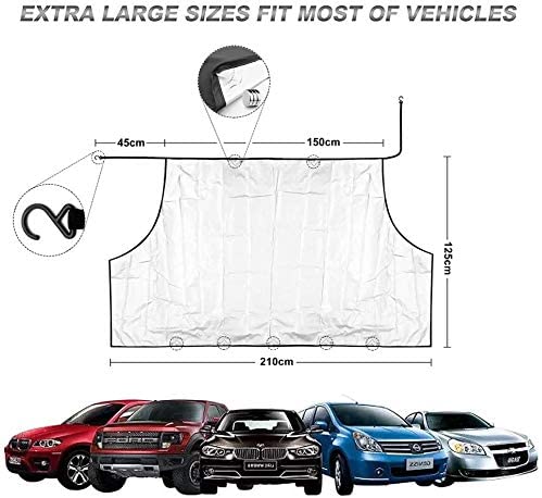iZoeL Windshield Magnetic Snow Cover Winter Windscreen Protector, Frost Ice Guard Full Protection Car Cover, with 2 Hooks 7 Magnets Oversize Full Car Protector (Large 210cm*125cm)