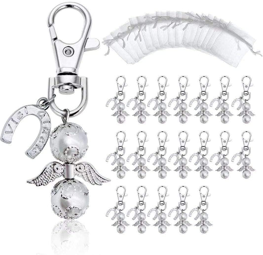 iZoeL 20 Guardian Angel Keychains Lucky Horseshoe Pendants Plus 20 Organza Bags, Thank You Nurse Gift Thank You Doctor Gift, Funeral Guest Gift Baby Shower Gift Bridal Party Favors Wedding Gift