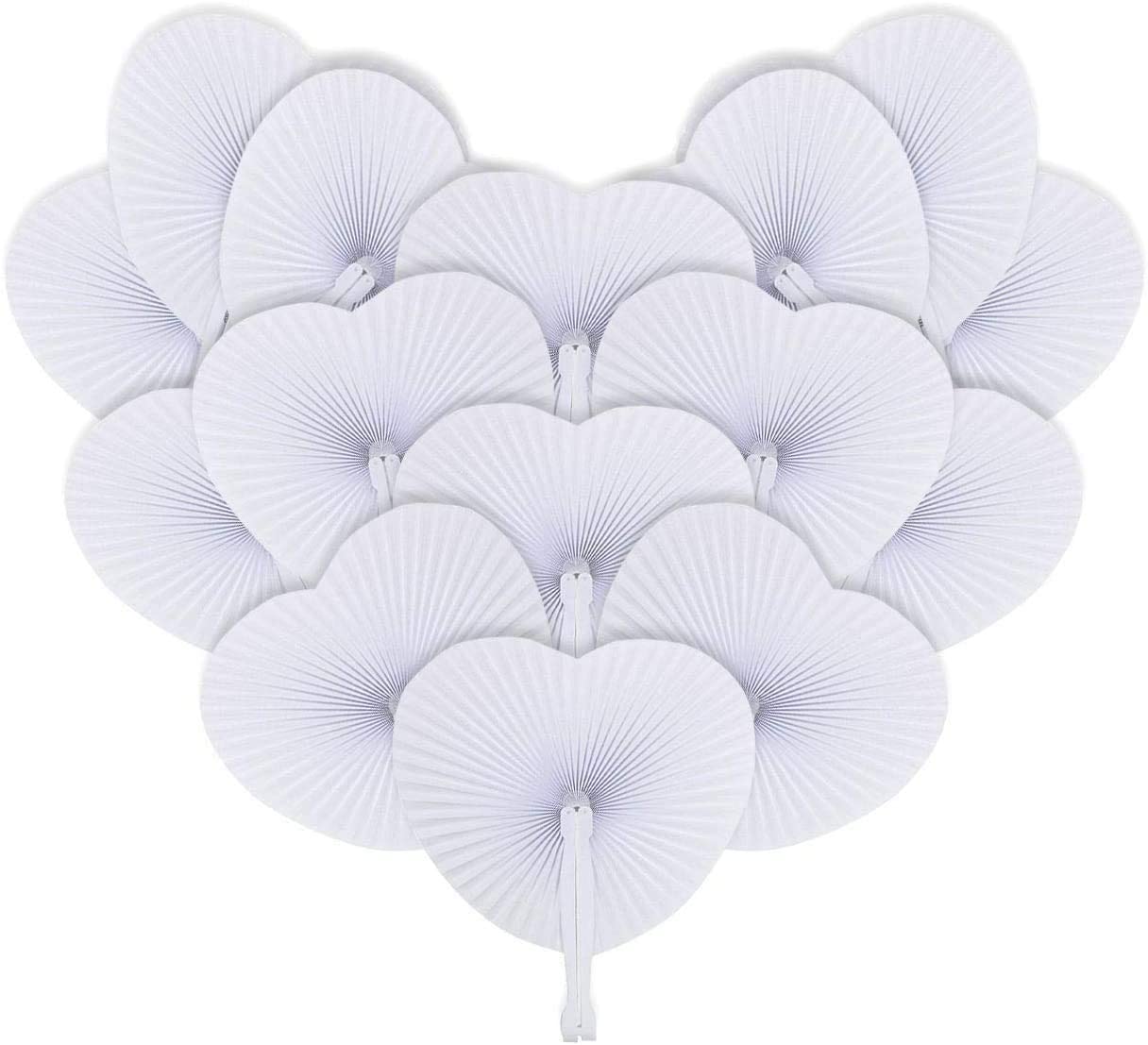 iZoeL Hand Fan Folding for Wedding Decoration Paper Fan Heart Shaped as Church Gift Party Favors Set of 24 (24pcs)