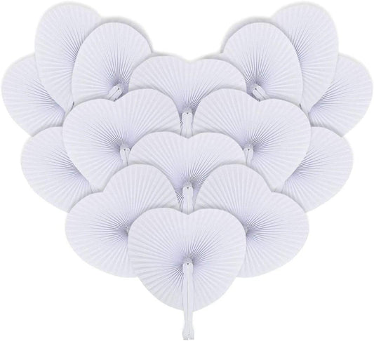 iZoeL Hand Fan Folding for Wedding Decoration Paper Fan Heart Shaped as Church Gift Party Favors Set of 24 (24pcs)