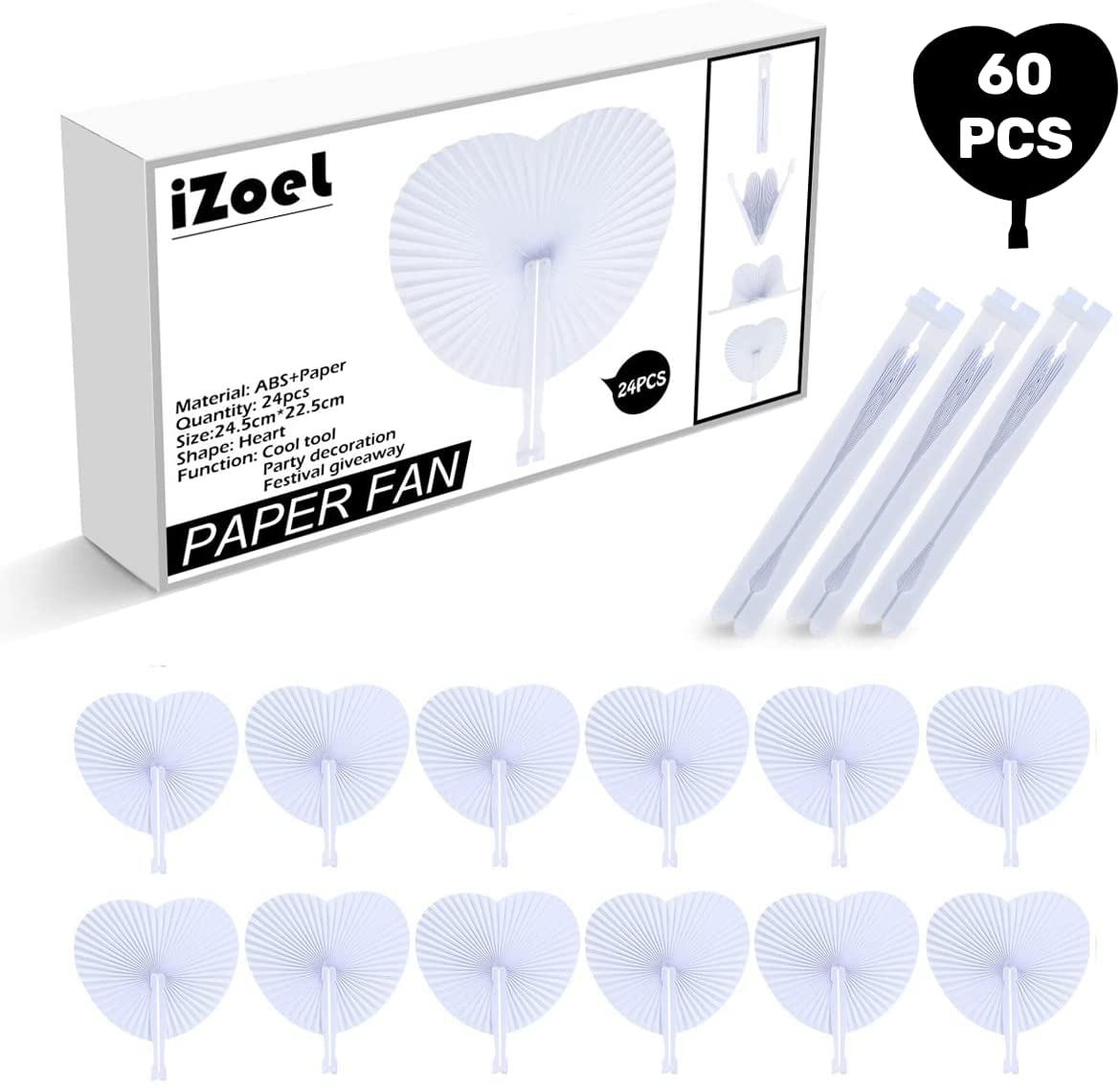 iZoeL 60pcs Hand Fan Folding
