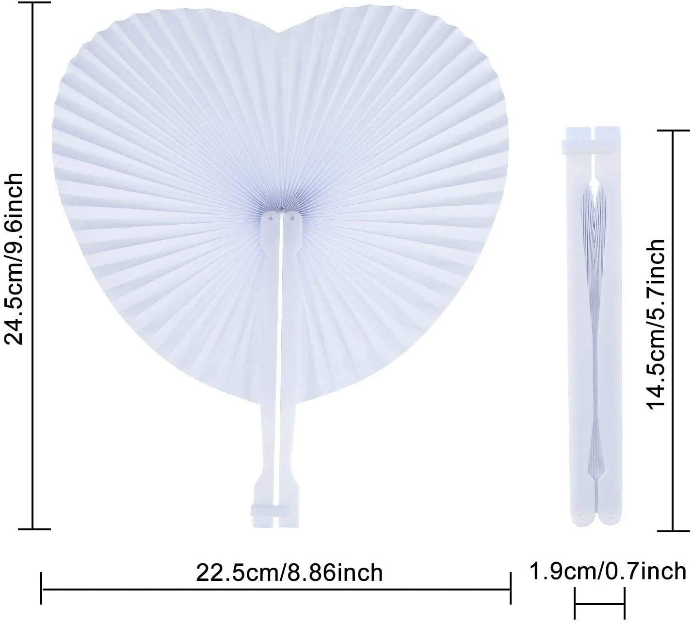 iZoeL Hand Fan Folding for Wedding Decoration Paper Fan Heart Shaped as Church Gift Party Favors Set of 24 (24pcs)