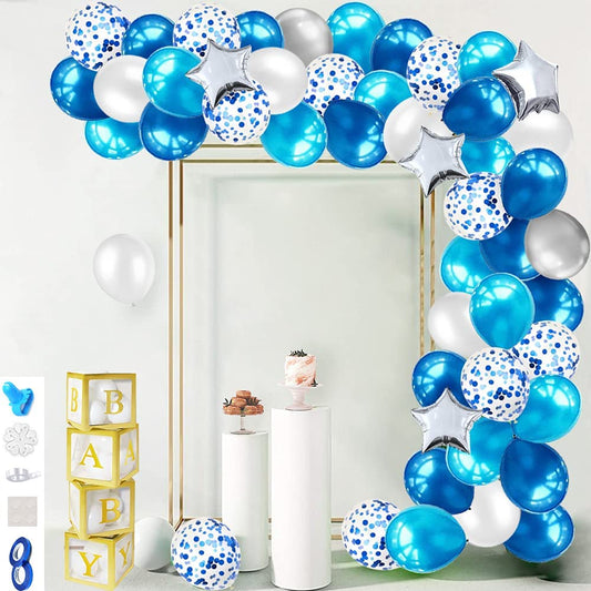 iZoeL Blue Balloon Arch Kit for Boys Girls Men Women -Baby Shower Birthday Party Decorations Supplies - with Tape Strips Tie Tools Flower Clips Star Confetti Balloons Garland