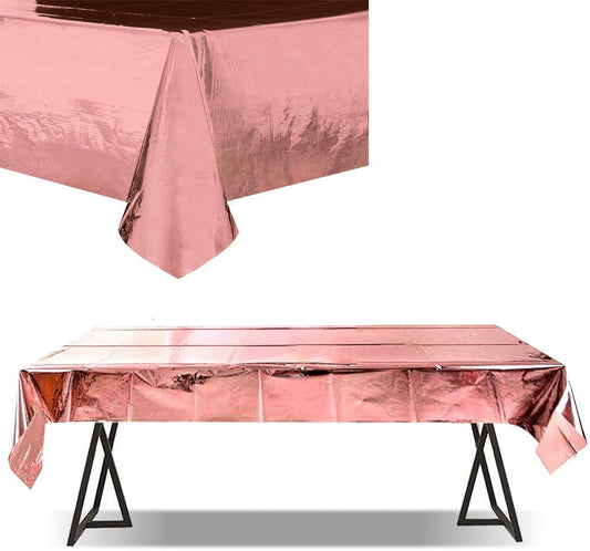 iZoeL Rose Gold Birthday Decoration Rose Gold Foil Tablecloth Shiny Table Cover 40 x 106 Inch Disposable Table Cloth for Wsedding party Decoration Bridal Shower Baby Shower Hen Party