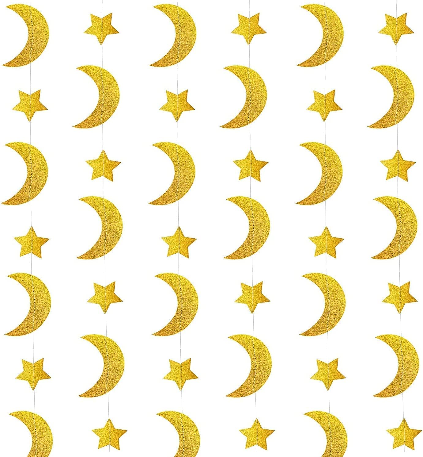 iZoeL EID Mubarak Decorations for Home Eid Decorations UK, Eid Mubarak Balloons Mubarak Banner Eid Cake Topper Moon Star Garland Eid Balloons for Home Restaurant Garden - Black Gold