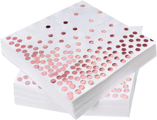 iZoeL Rose Gold Paper Napkins 60 Pack（33 x 33 cm） - Soft Comfortable Dinner Napkins - 3PLY Disposable Absorbent Napkin - Ideal for Rose Gold Birthday Party Decorations Bridal Wedding Hen Party