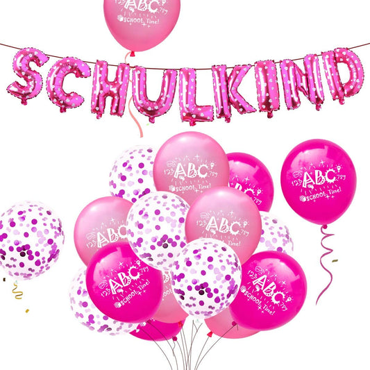 iZoeL Schuleinführung Schulanfang Einschulung SCHULKIND foil balloons rose latex balloons for girls 380-2