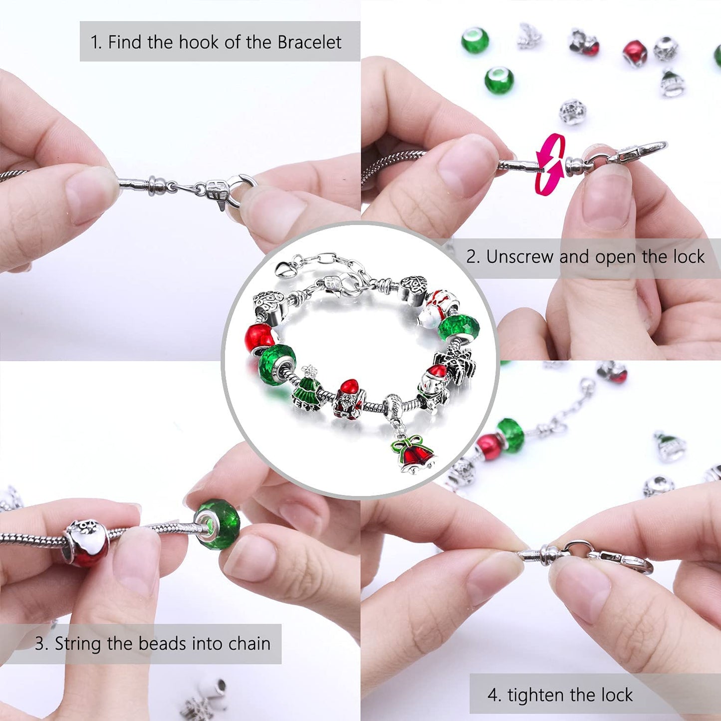 iZoeL Bracelet Advent Calendar 2022 Girls, Jewellery Advent Calendar with 2 Bracelet 5 Necklace Bracelet Making Kit 24 Countdown to Christmas Holiday, Xmas Surprise Gift for Kids Teens