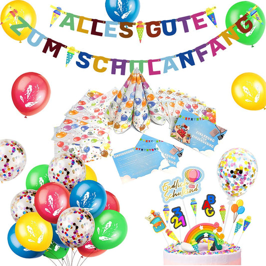 iZoeL First Day at School Decoration Set Garland Invitation Cards Napkins Cake Decoration Balloon
