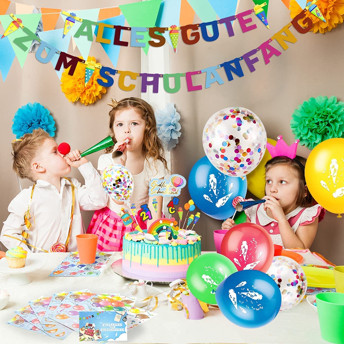 iZoeL First Day at School Decoration Set Garland Invitation Cards Napkins Cake Decoration Balloon