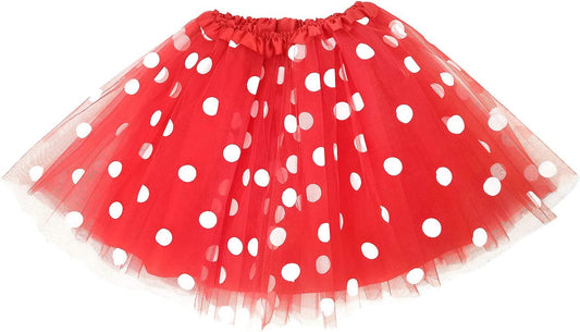 iZoeL Mini Mouse Red Tutu Skirt with White Polka Dots Girl Skirt for Carnival Costume Mouse Themed Birthday Party Fancy Dress Hen Party for Ladies Girls Kids