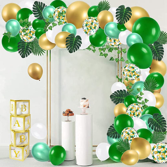 iZoeL Green Balloon Arch Kit Boys, Birthday Balloon Arches Girls, with Metallic Latex Balloon, Tropical Leaves, Artificial Ivy Garland, Ballon Arch Maker Kit, for Baby Shower Safari Jungle Party Decoration