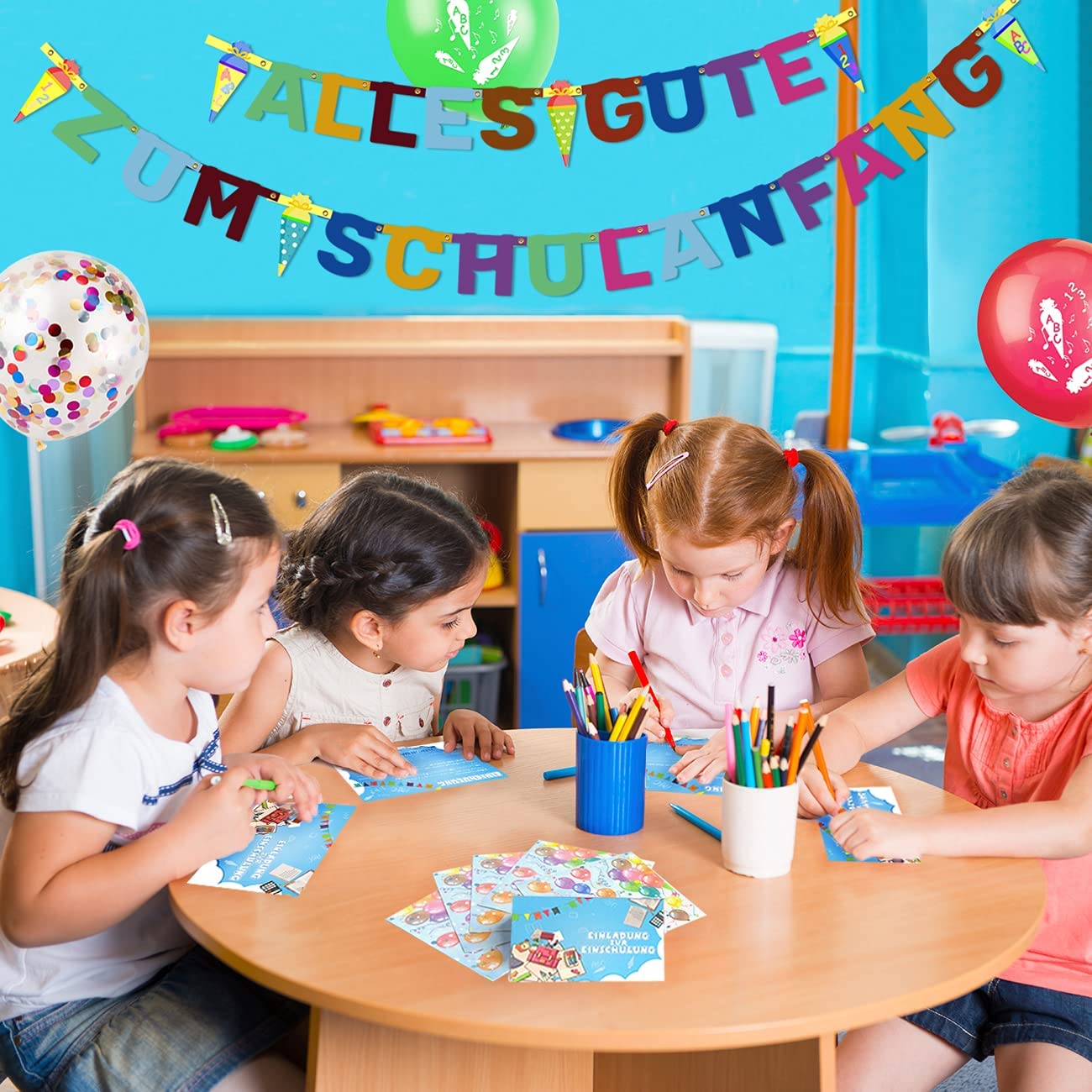iZoeL First Day at School Decoration Set Garland Invitation Cards Napkins Cake Decoration Balloon