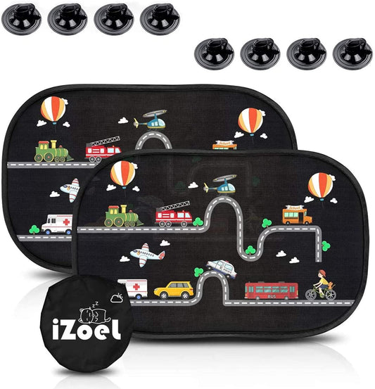 iZoeL Car Sun Shade for Baby Kids 2 Pack, Static Cling Side Window Car Annimal Lion, 80GSM Rear Sunshades Universal with 8 Suction Cups and Storage Bag - Sun Glare and UV Rays ProtectionProtection
